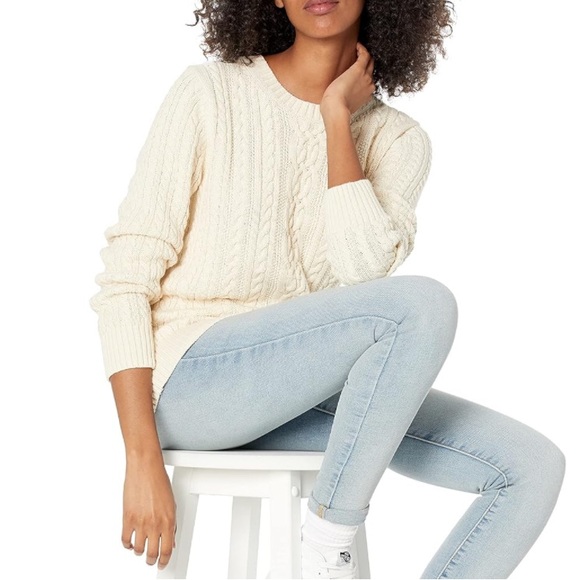 Amazon Essentials Cream Fisherman Cable Crewneck Sweater NWT Size 3X - Picture 4 of 5